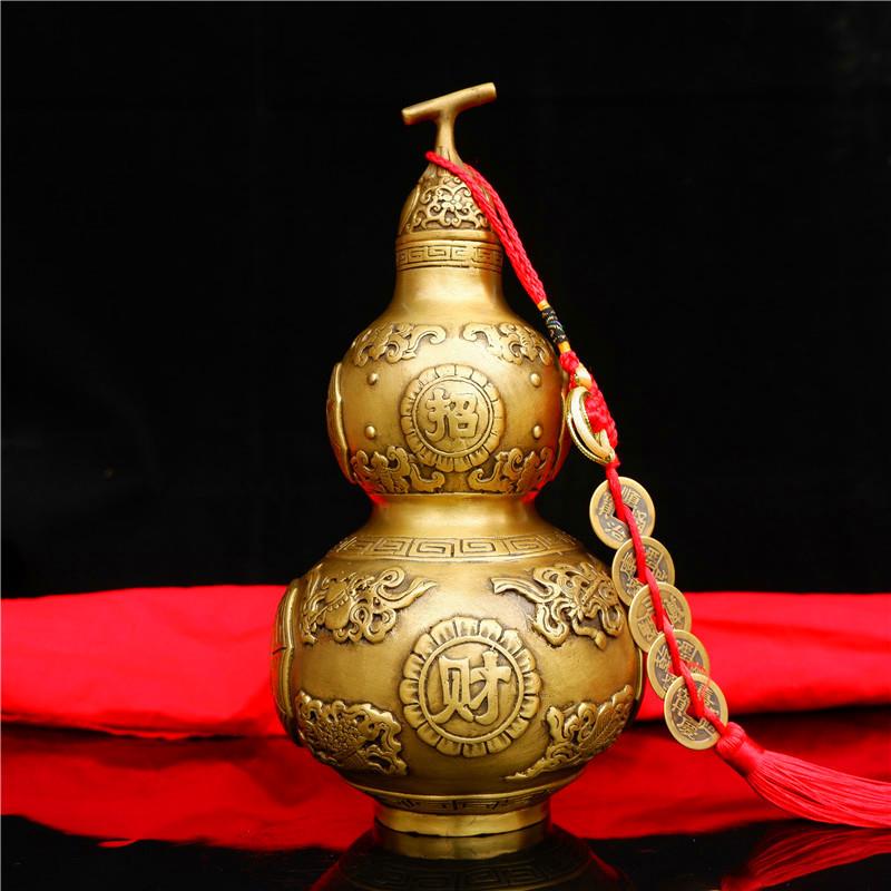 纯铜开口葫芦风水铜制摆件开运八卦大葫芦家居客厅家居工艺品