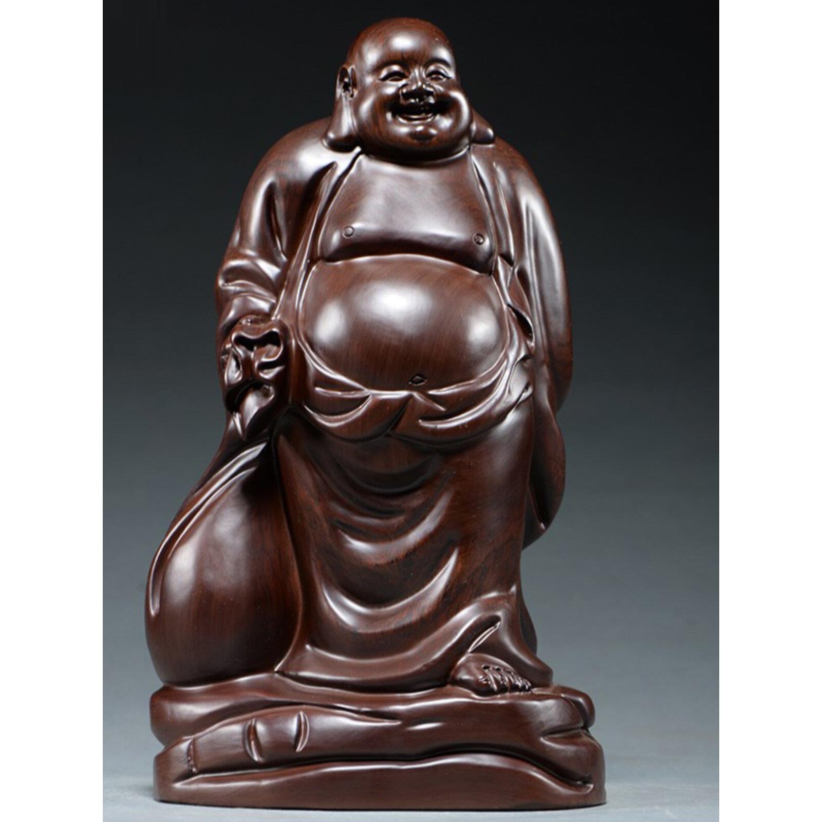 黑檀木雕弥勒摆件实木布袋笑佛像红木工艺品家居商务招财礼品