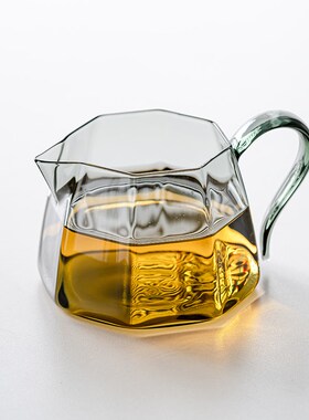 烟灰色八方公道杯茶海分茶器茶具公杯加厚玻璃高档透明大号公平杯