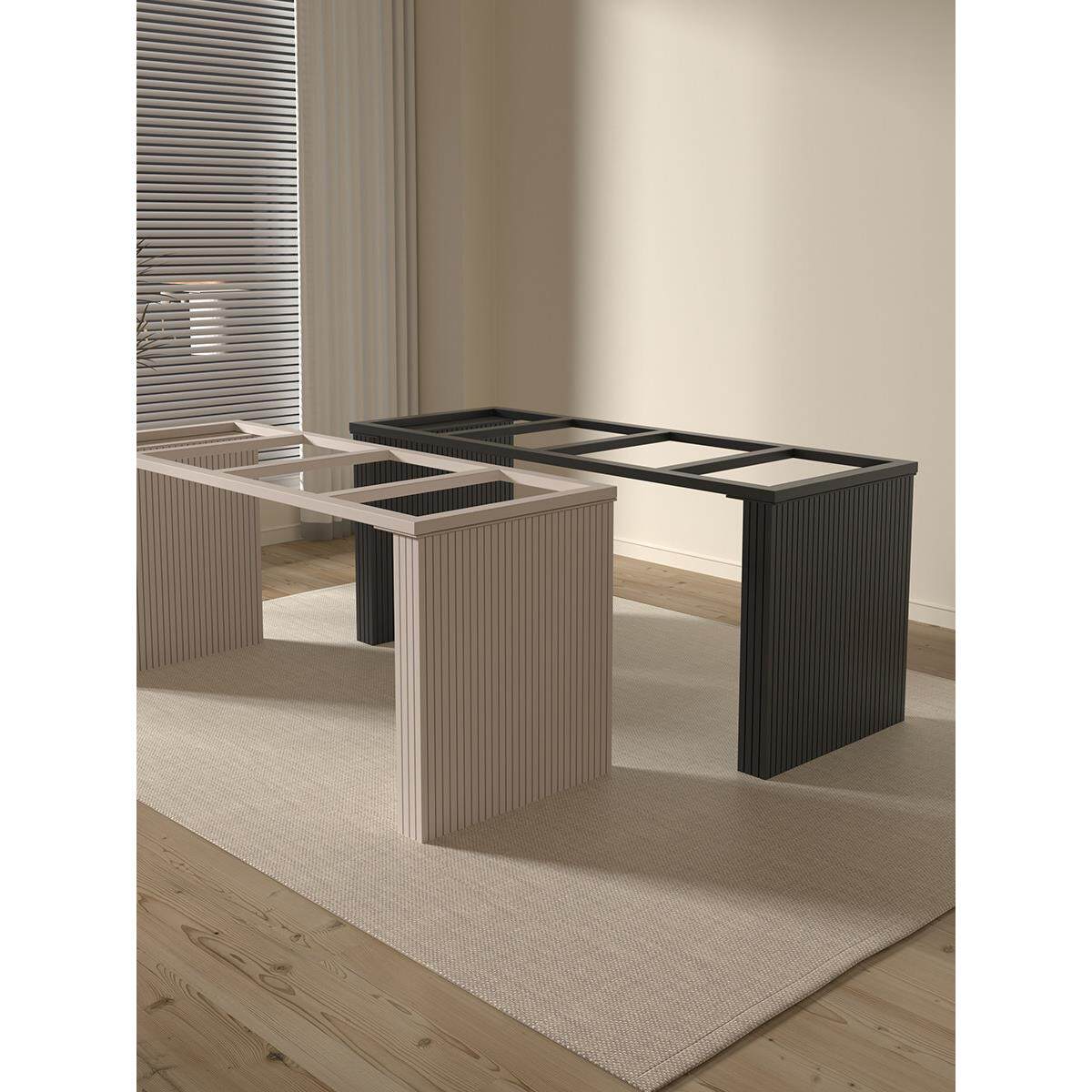 奢石金属桌腿支架岩板书桌脚办公餐桌架岛台实木茶桌底座台脚定制