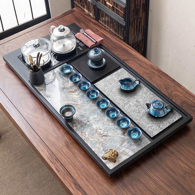 天然乌金石茶盘家用茶具套组全自动一体烧水壶电磁炉奢石岩板茶台