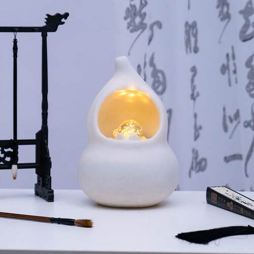 聚财金葫风水球水晶球新中式简约小型流水摆件循环水送礼桌面前台