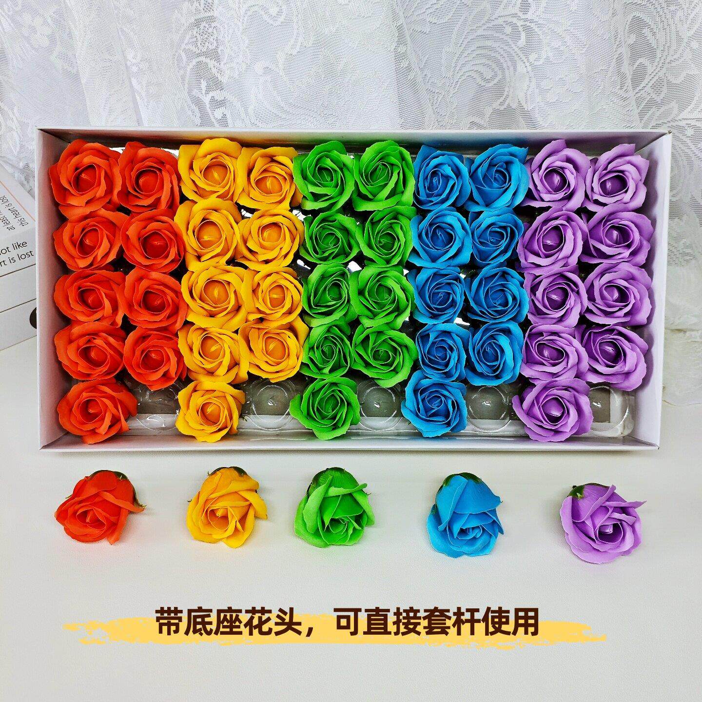 香皂花红色玫瑰花头节日花束材料香烟花束配花干花创意实用仿真花