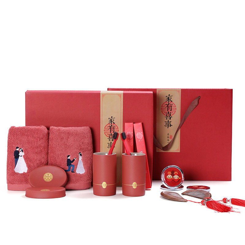 结婚牙刷杯子套装新婚红色漱口杯陶瓷洗漱杯红色喜婚庆用品大全