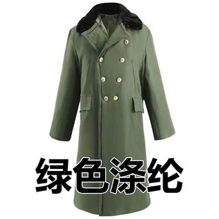 新款保暖军大衣男款冬季加厚超长款绿色少将防寒服女式老棉袄外套
