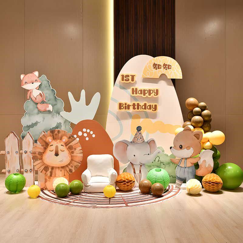 宝宝百日宴满月宴场景布置装饰男孩百天背景墙kt展板装扮布置套餐
