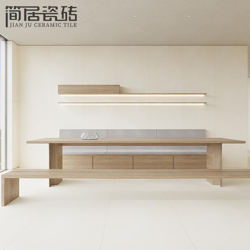 侘寂风柔光面素色微水泥瓷砖 别墅客厅餐厅地砖墙砖750*1500大板