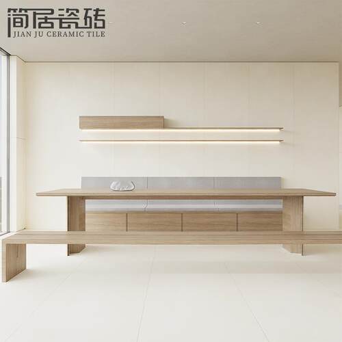 侘寂风柔光面素色微水泥瓷砖 别墅客厅餐厅地砖墙砖750*1500大板