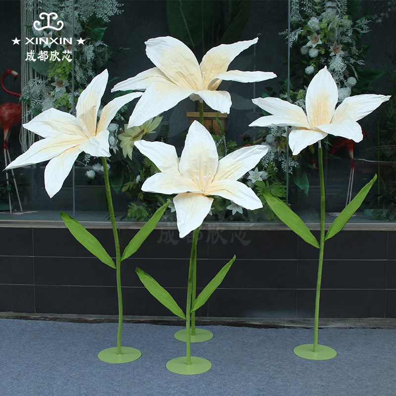 婚庆道具仿真花路引纸艺百合假花手工花婚礼舞台装饰布置橱窗摆件