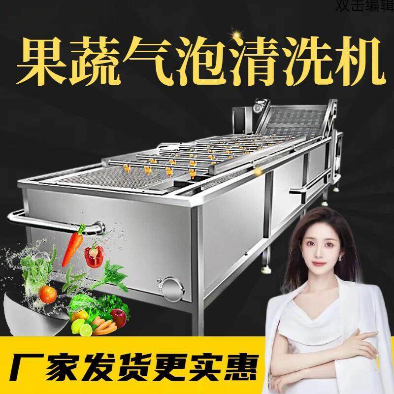 气泡清洗机商用大型瓜果肉类龙虾海产品果蔬洗菜机解冻机流水线
