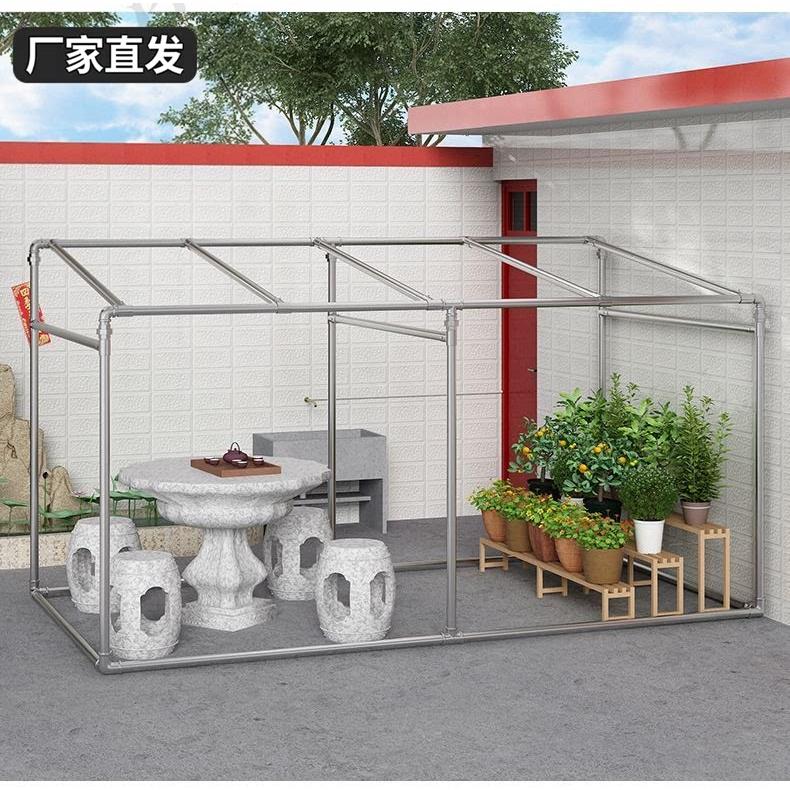 加厚定制镀锌钢管晾衣架阳台楼顶遮阳架子落地斜坡葡萄架大棚骨架