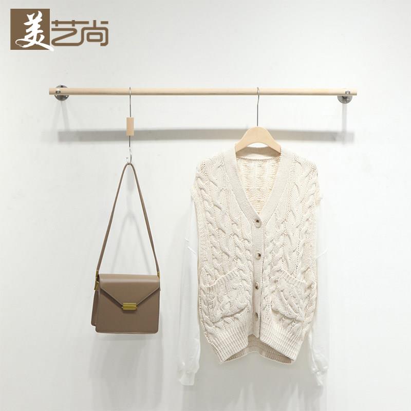 服装店衣服架子墙壁挂衣架不锈钢拉丝银韩版女装店装修设计装饰正