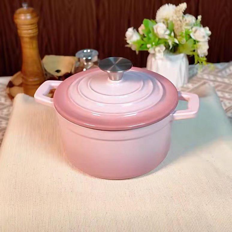 出口小号铸铁珐瑯搪瓷炖锅汤锅焖煮副食品锅热奶锅生铁锅无涂层多
