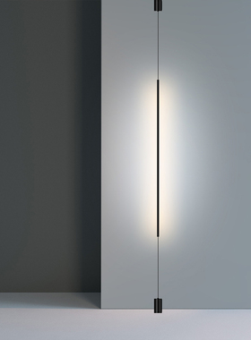 一字吊灯极简线条画廊样板房客厅转角墙角灯软装定制长条氛围LE灯