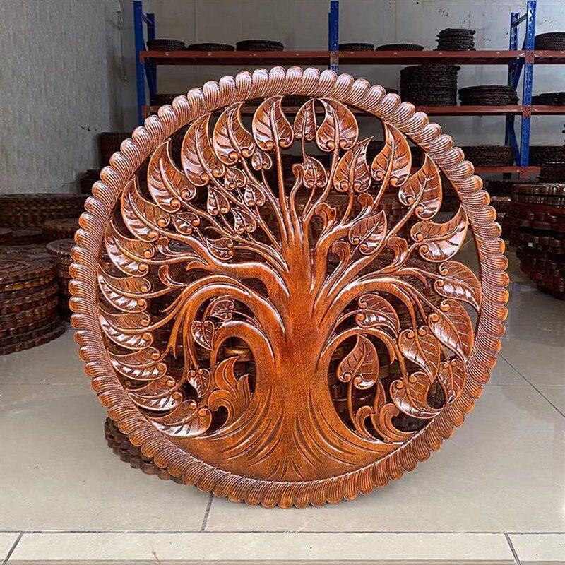 东阳木雕实木挂件中式仿古入户玄关背景圆形装饰画雕花工艺品壁挂,家居饰品,木雕,淘宝优惠券,粉丝福利购,淘宝优惠卷