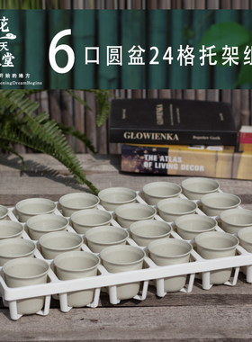 加厚迷你多肉圆花盆24格托架浸水盘罩蝴蝶兰石斛播种育苗种植闷养