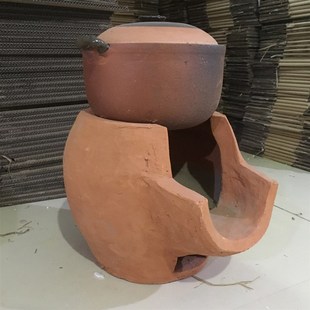 手工柴火泥炉土菜馆饭店炖肉煨菜土炉子炭炉火锅土灶怀旧餐具商用