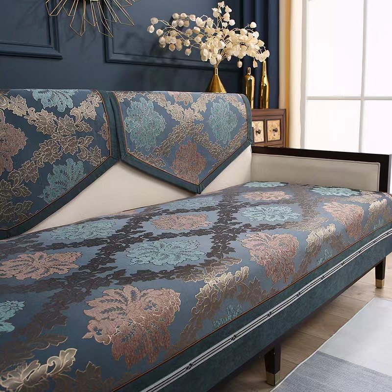 新款雪尼尔沙发巾四季通用实木沙发垫布坐垫防滑直排贵妃沙发套罩