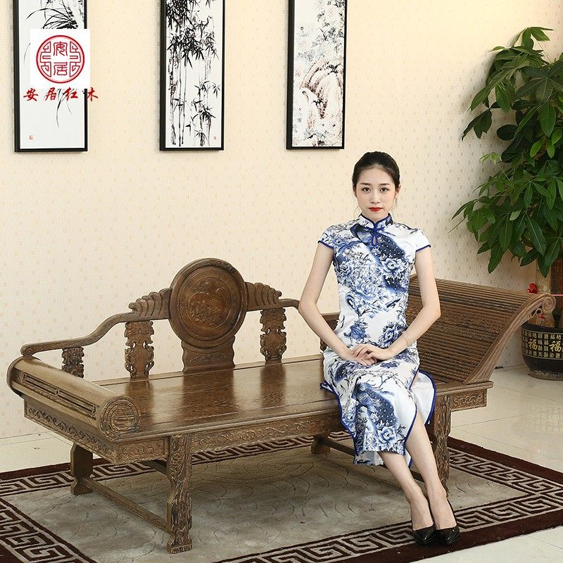红木家具贵妃塌午休躺椅贵妃床卧室太妃椅实木中式仿古沙发鸡翅木