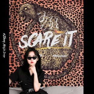 郑梅杰设计野豹子潮流背景挂布挂毯抖音卧室宿舍房间床头装饰墙布