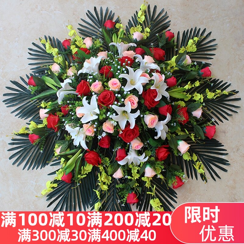 餐厅电动桌假花仿真花塑料花套装桌面花艺摆件转盘装饰摆花圆形花