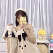 帕恰狗浴巾少女夏天可穿式 裹巾洗澡速干吸水浴袍浴裙干发帽三件套