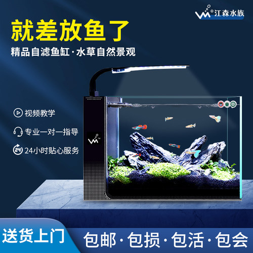 鱼缸造景全套餐客厅小型生态免换水静音过滤超白玻璃办公室水族箱