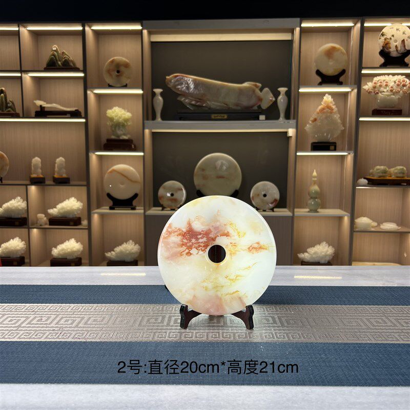 天然玉石平安扣玉石摆件办公室客厅电视柜中式摆设过道玄关柜礼品