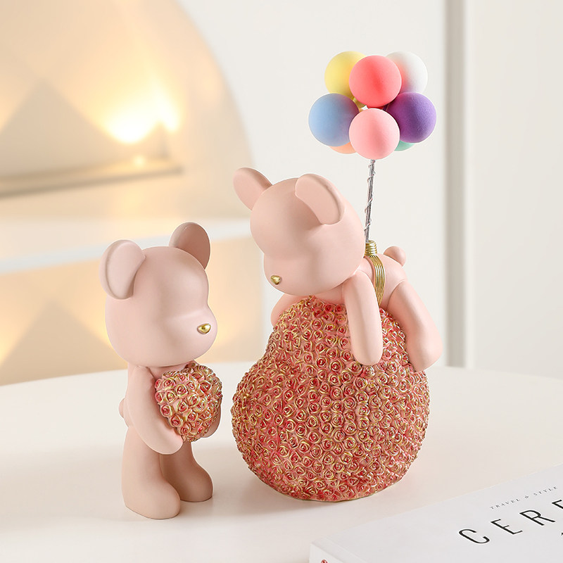 捧花暴力熊桌面小摆件电视柜客厅办公室桌卧室装饰品治愈系小物件,家居饰品,装饰摆件,淘宝优惠券,粉丝福利购,淘宝优惠卷