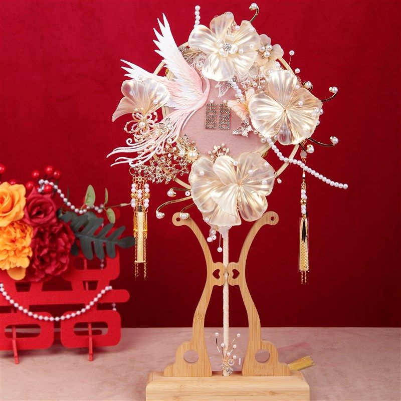 雪亭坊喜扇香槟凤求凰团扇新娘结婚DIY材料包中式龙凤褂手捧花 di,家居饰品,工艺扇/团扇/喜扇/折扇,淘宝优惠券,粉丝福利购,淘宝优惠卷