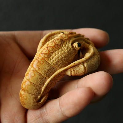 精品纯手工雕刻天然满钉老竹根龙虾手把件竹雕竹制小挂件把玩茶宠