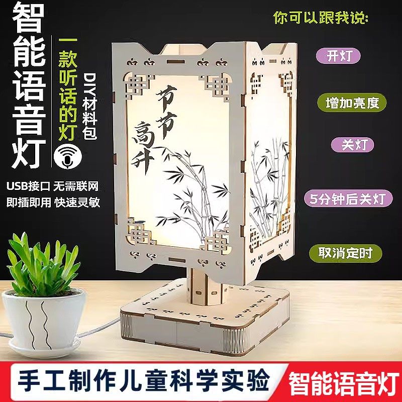 科学制作手工自制智能语音灯USB声控灯语音控制LED国风台灯小夜灯,玩具/童车/益智/积木/模型,科学实验,淘宝优惠券,粉丝福利购,淘宝优惠卷