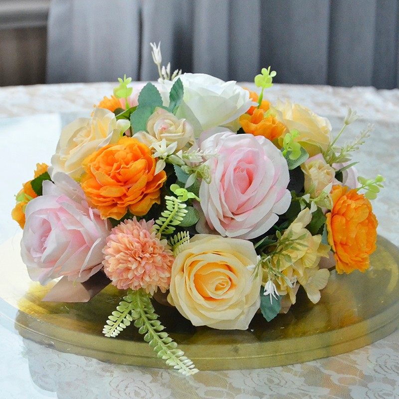 新款酒店餐桌转盘圆形桌花餐厅小型桌面装饰假花家居客厅摆放花艺,家居饰品,仿真花/假花,淘宝优惠券,粉丝福利购,淘宝优惠卷