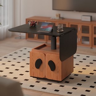 熊猫实木升降折叠茶几客厅小户型可移动樱桃木沙发边几侧边柜