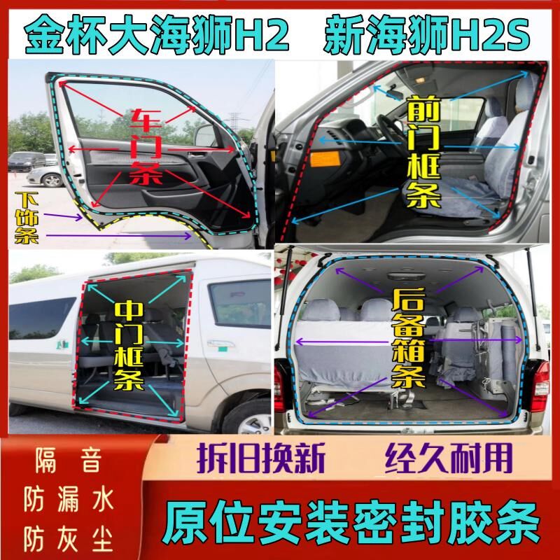 金杯大海狮H2前车门密封条新海狮H2S中门框条后尾门防水后备箱条