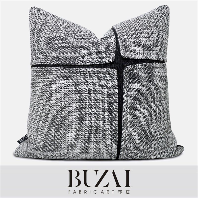 布在布艺灰色抱枕粗棉麻拼接黑色靠包现代样板房软装靠垫大号靠枕,居家布艺,靠垫/抱枕,淘宝优惠券,粉丝福利购,淘宝优惠卷