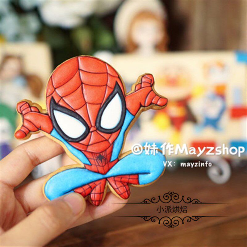 妹兜出品蜘蛛侠糖霜饼干模具3D立体打印按压式家用烘焙印模