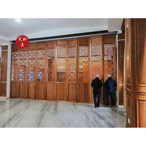 采购产品实木折叠门，古董门窗，中国隔断格栅，入口大厅，会议室