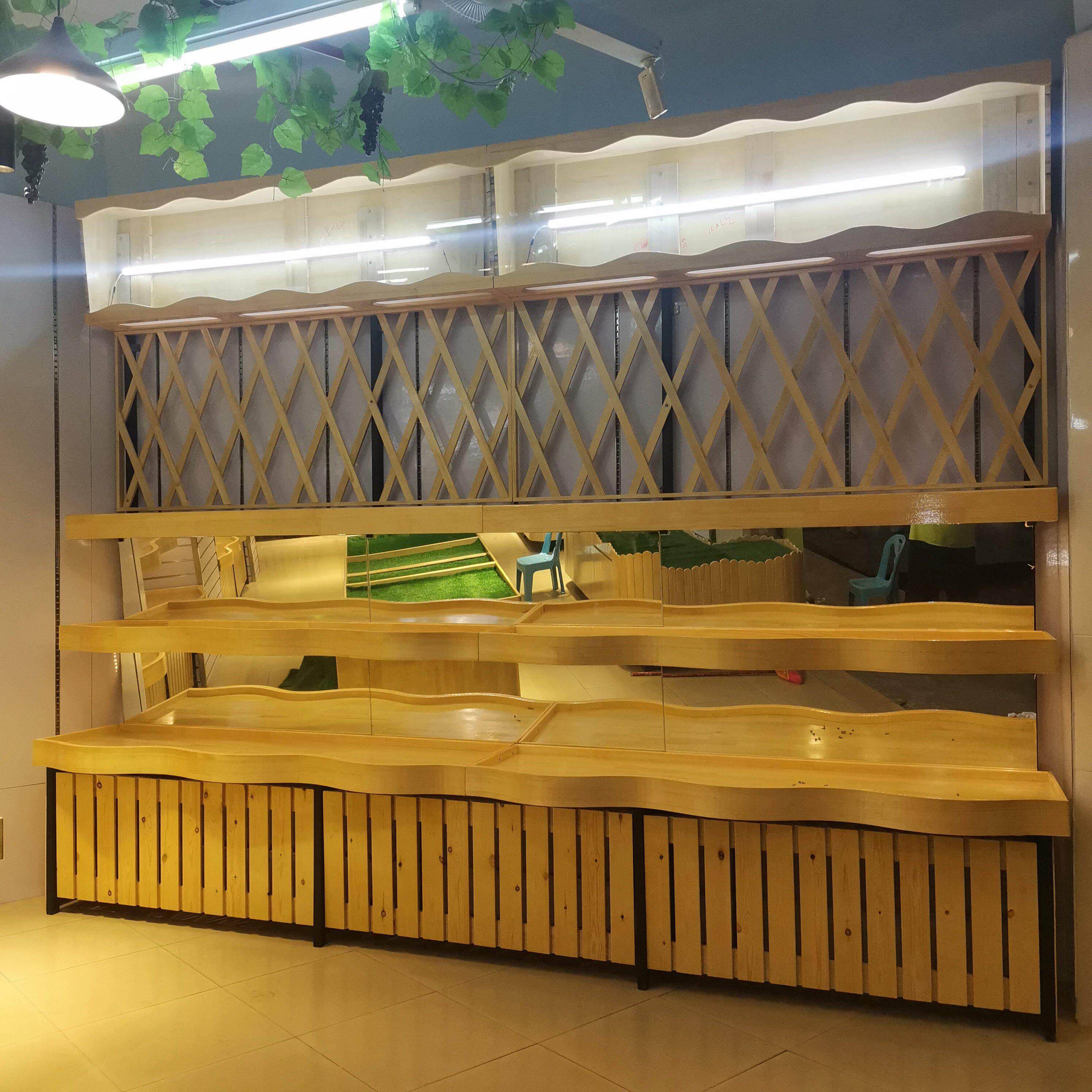 定制百果园木质水果架子水果店展示架超市果蔬架子