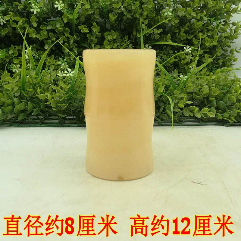 天然玉笔筒竹节米黄玉工艺摆件时尚家居办公室玉石创意商务礼品