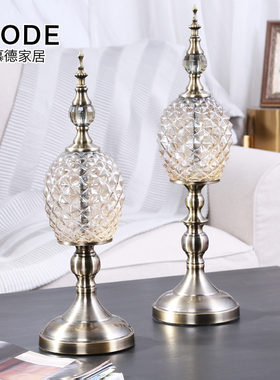 欧式奢华高档水晶玻璃罐装饰品摆件家居样板房间客厅电视柜摆设品