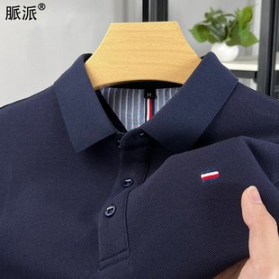 T恤男士 高端商务POLO衫 翻领秋装 春秋季 上衣开叉2023新款 纯棉长袖