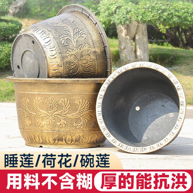 养睡莲荷花特大号塑料加厚耐晒花盆缸莲藕铜钱草水培碗莲无孔种植