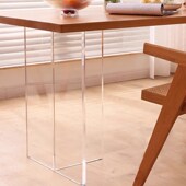 亚克力透明悬浮桌腿定制岩板实木茶几T型桌子腿网红餐台支撑腿