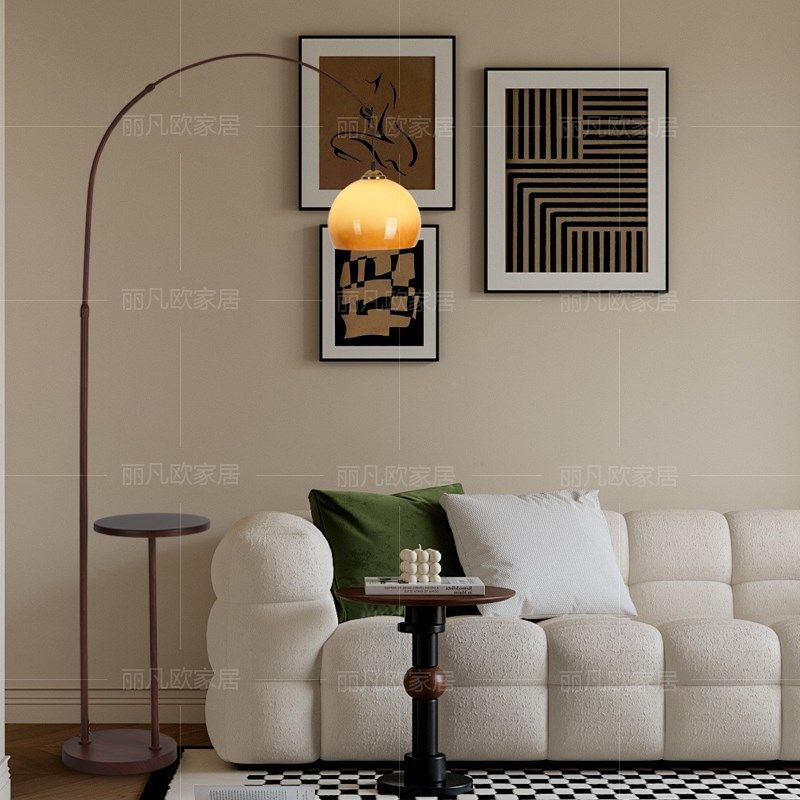 中古风创意钓鱼灯落地灯客厅沙发边茶几一体日落灯卧室床头茶室灯,家装灯饰光源,装饰落地灯,淘宝优惠券,粉丝福利购,淘宝优惠卷