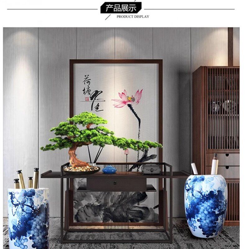 景德镇陶瓷花瓶青花瓷书画缸卷轴缸字画筒画轴收纳客厅书房摆件