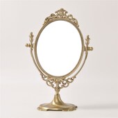 家用小型装 法式 结婚镜子台式 梳妆镜立式 饰摆设 纯铜桌面复古欧式