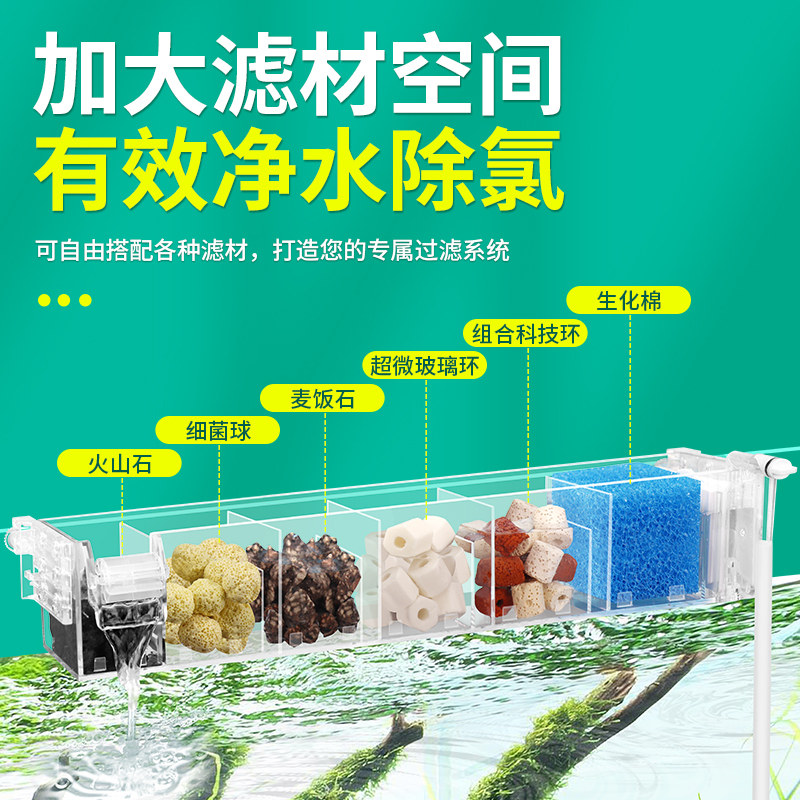 小鱼缸龟缸过滤器循环水泵制氧一体机净水外置滴流盒鱼缸过滤盒槽