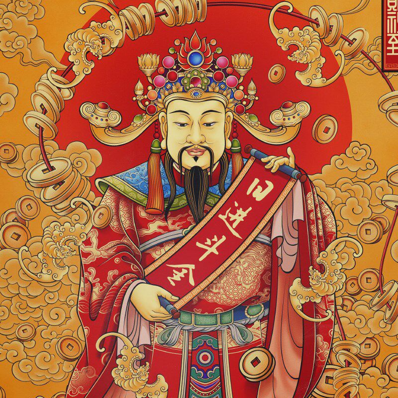 新中式玄关装饰画财神招财挂画店铺开业室内高级壁画乔迁新居好礼