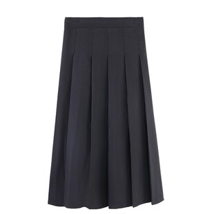 大码轻熟风黑色百褶裙中长款高腰半身裙胖mm秋冬垂坠感A字长裙子